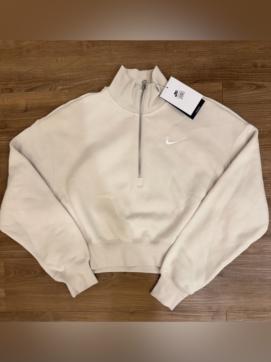 Nike Tops - NWT Nike Phoenix Fleece Cropped 1/4 Zip Sweatshirt Cream Size Small